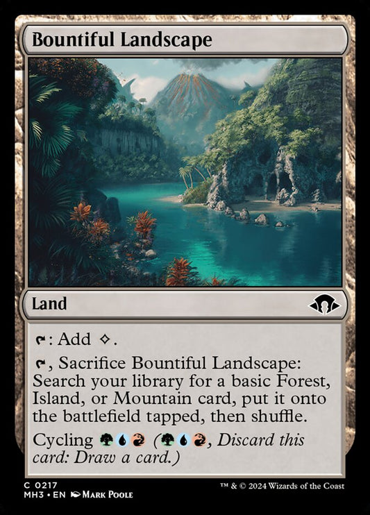 This Is An Image Of The Magic The Gathering Card Bountiful Landscape From The Set Tarkir: Dragonstorm Commander - Designed By Artist Mark Poole