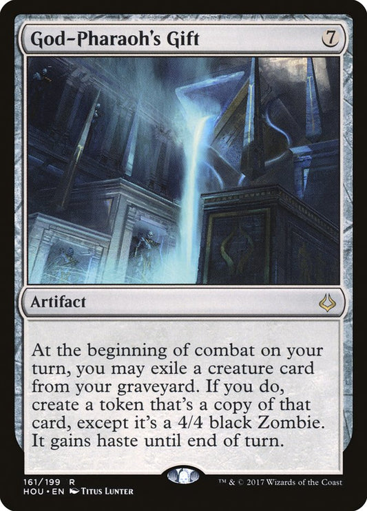 This Is An Image Of The Magic The Gathering Card God-Pharaoh's Gift From The Set Hour of Devastation - Designed By Artist Titus Lunter