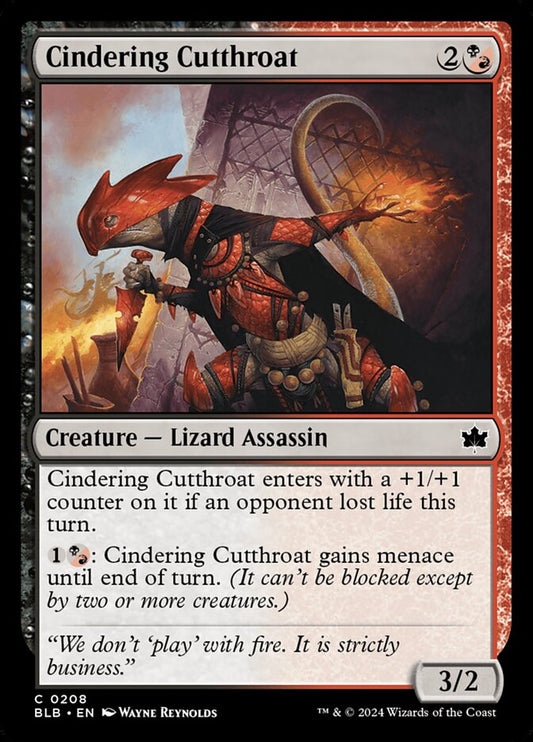 This Is An Image Of The Magic The Gathering Card Cindering Cutthroat From The Set Bloomburrow - Designed By Artist Wayne Reynolds