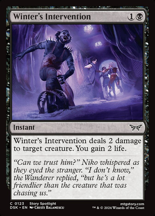 This Is An Image Of The Magic The Gathering Card Winter's Intervention From The Set Duskmourn: House of Horror - Designed By Artist Cristi Balanescu