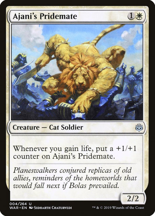 This Is An Image Of The Magic The Gathering Card Ajani's Pridemate From The Set Foundations - Designed By Artist Kevin Sidharta