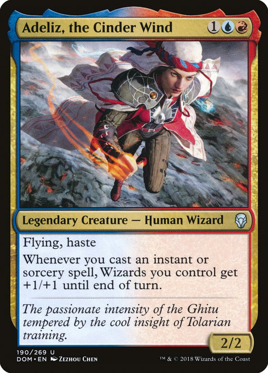 This Is An Image Of The Magic The Gathering Card Adeliz, the Cinder Wind From The Set Dominaria - Designed By Artist Zezhou Chen