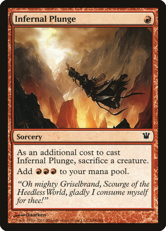 This Is An Image Of The Magic The Gathering Card Infernal Plunge From The Set Innistrad - Designed By Artist Daarken
