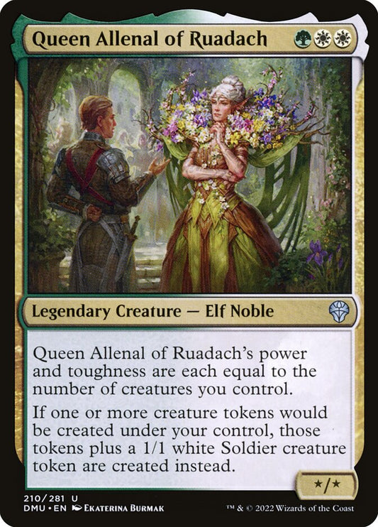 This Is An Image Of The Magic The Gathering Card Queen Allenal of Ruadach From The Set Dominaria United - Designed By Artist Ekaterina Burmak