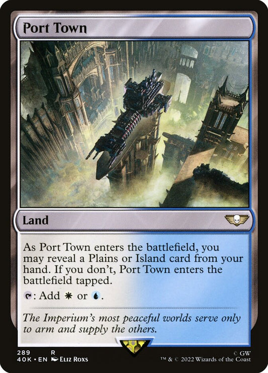 This Is An Image Of The Magic The Gathering Card Port Town From The Set Commander Masters - Designed By Artist Kamila Szutenberg