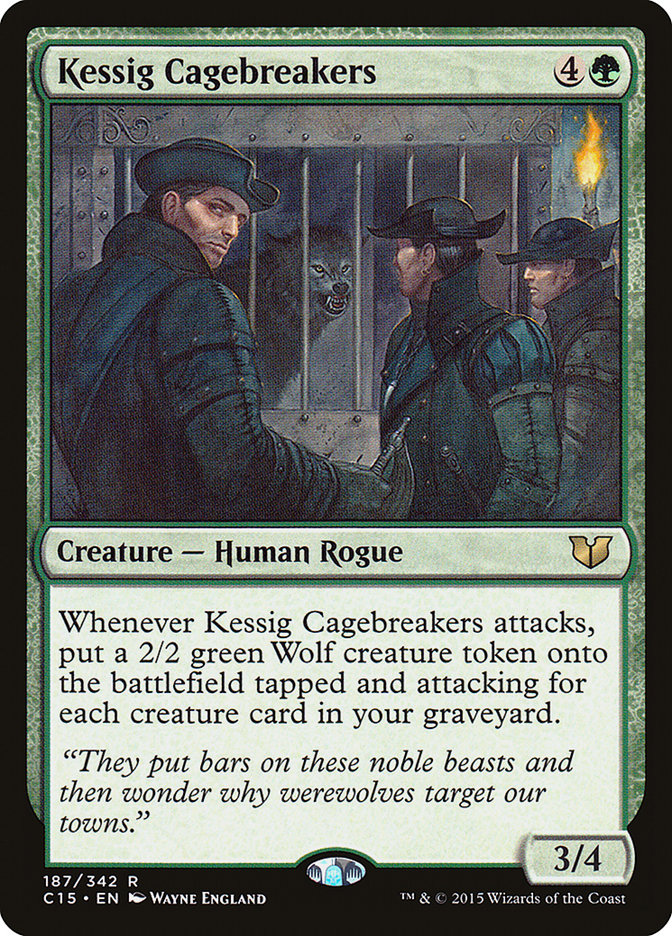 This Is An Image Of The Magic The Gathering Card Kessig Cagebreakers From The Set Midnight Hunt Commander - Designed By Artist Wayne England
