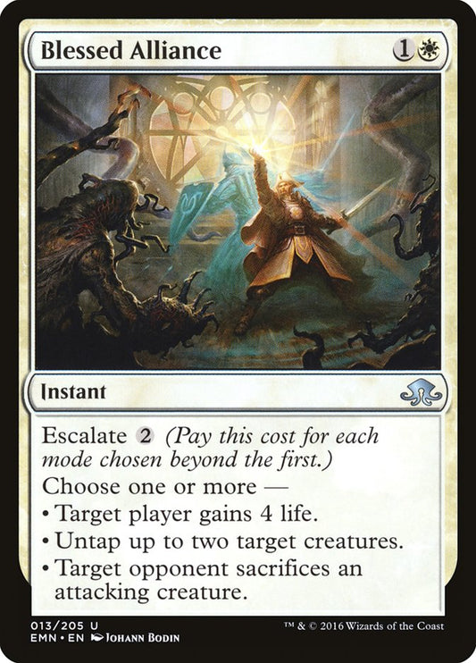 This Is An Image Of The Magic The Gathering Card Blessed Alliance From The Set Eldritch Moon - Designed By Artist Johann Bodin