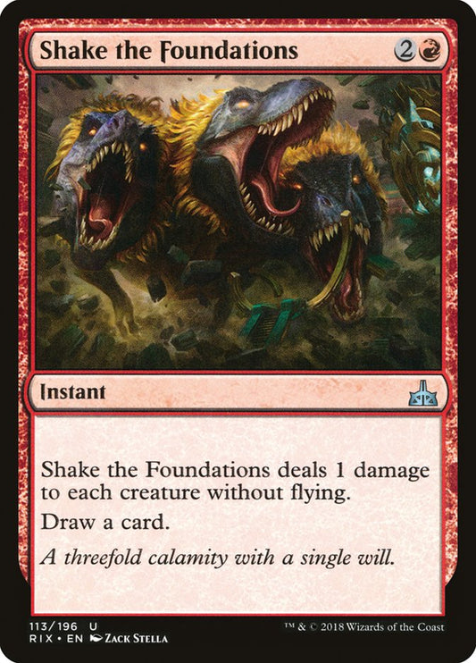 This Is An Image Of The Magic The Gathering Card Shake the Foundations From The Set Rivals of Ixalan - Designed By Artist Zack Stella