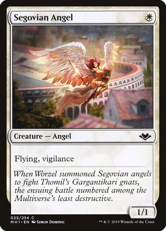 This Is An Image Of The Magic The Gathering Card Segovian Angel From The Set Modern Horizons - Designed By Artist Simon Dominic