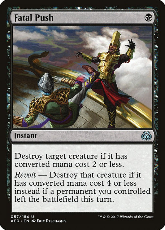 This Is An Image Of The Magic The Gathering Card Fatal Push From The Set Double Masters - Designed By Artist Eric Deschamps