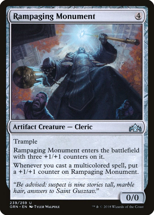 This Is An Image Of The Magic The Gathering Card Rampaging Monument From The Set Guilds of Ravnica - Designed By Artist Tyler Walpole