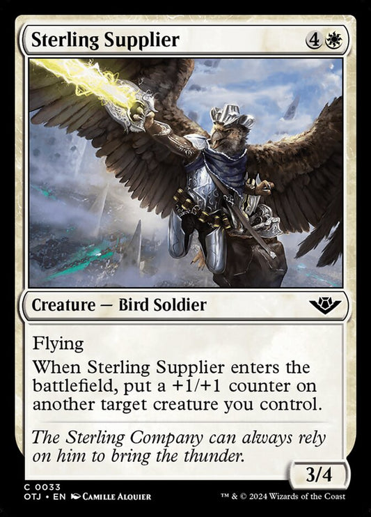 This Is An Image Of The Magic The Gathering Card Sterling Supplier From The Set Outlaws of Thunder Junction - Designed By Artist Camille Alquier