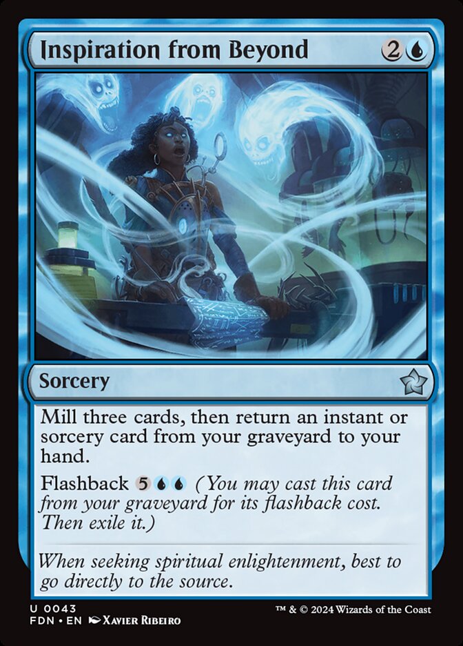 This Is An Image Of The Magic The Gathering Card Inspiration from Beyond From The Set Foundations - Designed By Artist Xavier Ribeiro