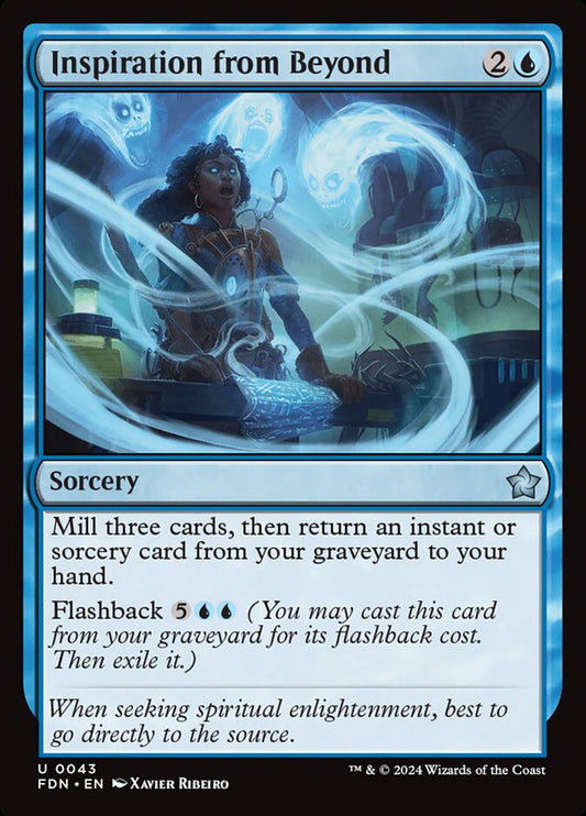 This Is An Image Of The Magic The Gathering Card Inspiration from Beyond From The Set Foundations - Designed By Artist Xavier Ribeiro