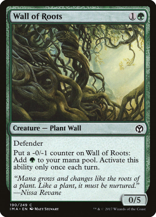 This Is An Image Of The Magic The Gathering Card Wall of Roots From The Set Tarkir: Dragonstorm Commander - Designed By Artist Matt Stewart