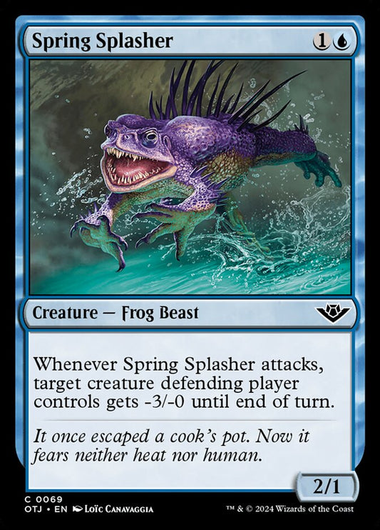 This Is An Image Of The Magic The Gathering Card Spring Splasher From The Set Outlaws of Thunder Junction - Designed By Artist Loïc Canavaggia