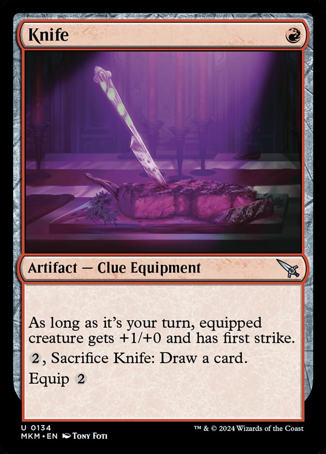 This Is An Image Of The Magic The Gathering Card Knife From The Set Murders at Karlov Manor - Designed By Artist Tony Foti