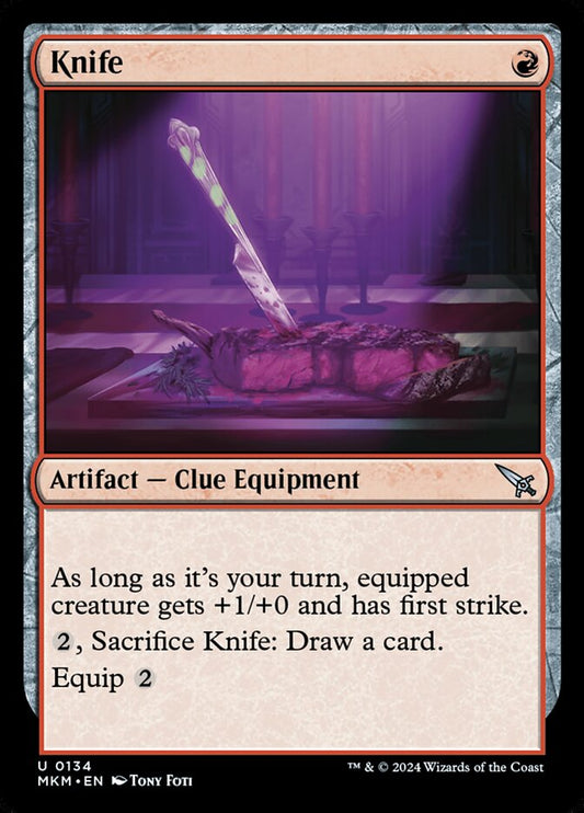 This Is An Image Of The Magic The Gathering Card Knife From The Set Murders at Karlov Manor - Designed By Artist Tony Foti