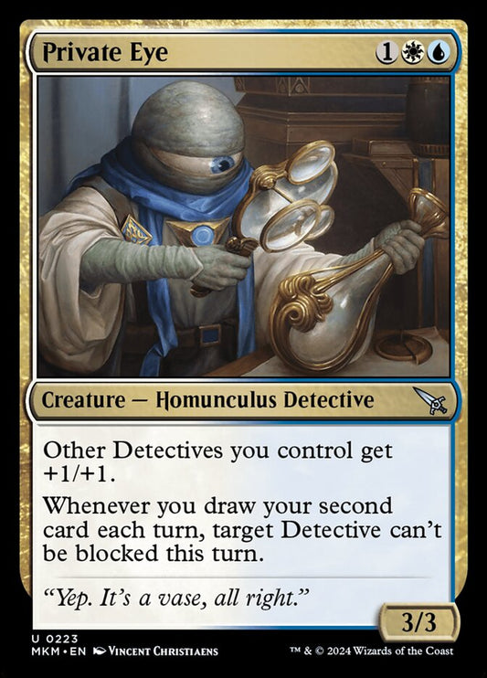 This Is An Image Of The Magic The Gathering Card Private Eye From The Set Murders at Karlov Manor - Designed By Artist Vincent Christiaens