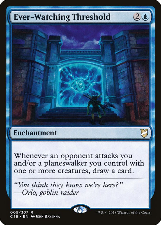 This Is An Image Of The Magic The Gathering Card Ever-Watching Threshold From The Set Commander 2018 - Designed By Artist Ravenna Tran