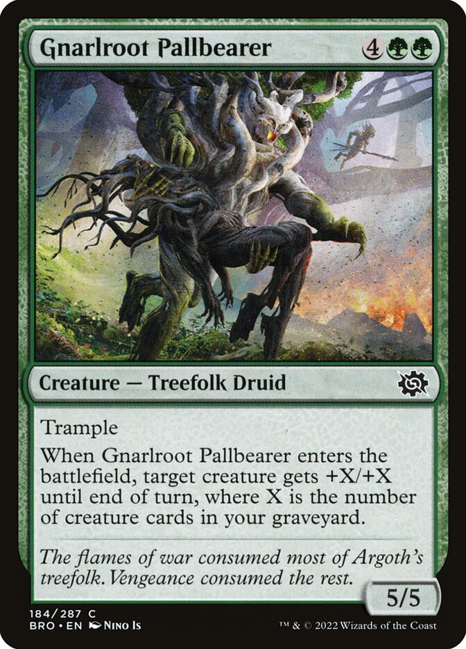 This Is An Image Of The Magic The Gathering Card Gnarlroot Pallbearer From The Set The Brothers' War - Designed By Artist Nino Is