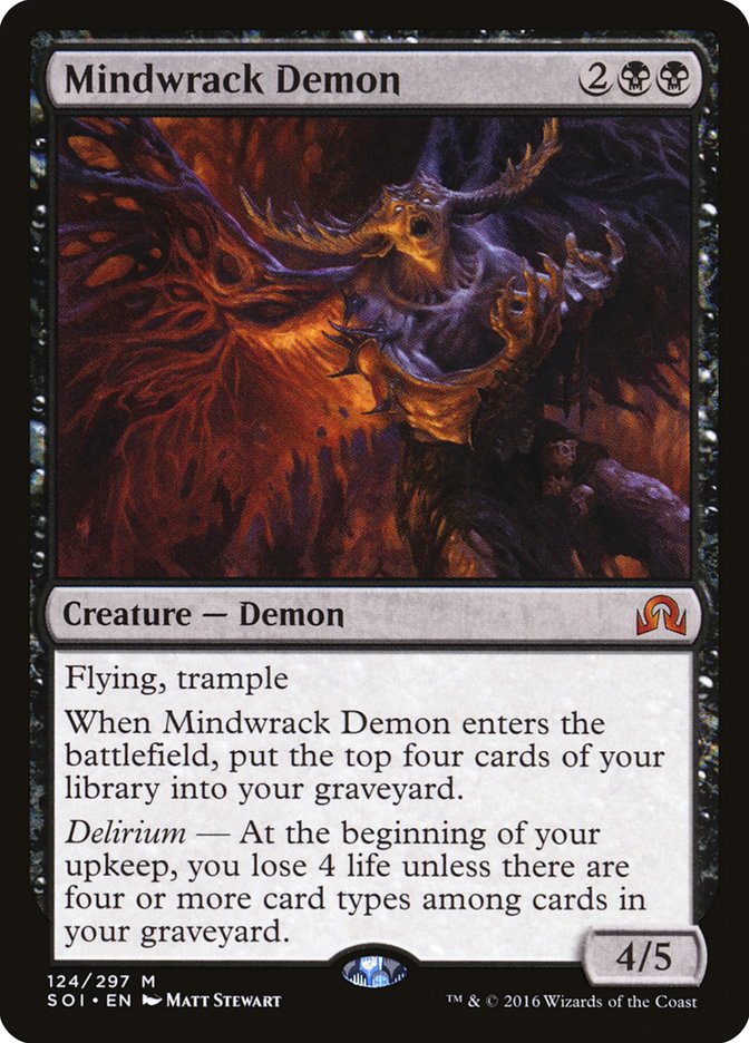 This Is An Image Of The Magic The Gathering Card Mindwrack Demon From The Set Shadows over Innistrad - Designed By Artist Matt Stewart
