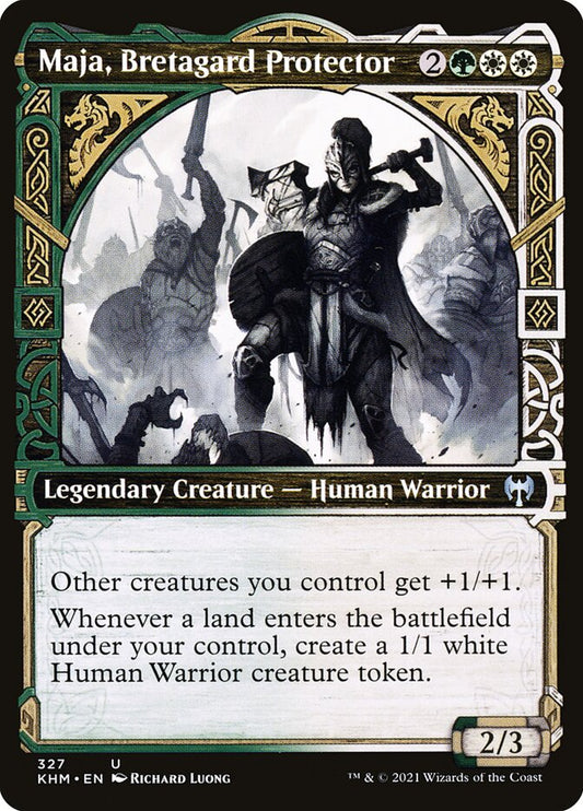 This Is An Image Of The Magic The Gathering Card Maja, Bretagard Protector From The Set Kaldheim - Designed By Artist Lie Setiawan