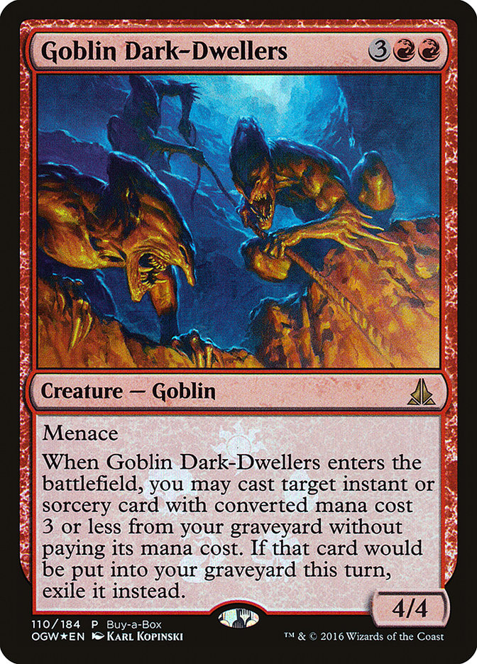 This Is An Image Of The Magic The Gathering Card Goblin Dark-Dwellers From The Set Commander 2020 - Designed By Artist Steven Belledin