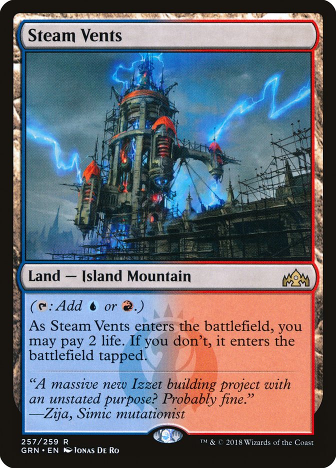 This Is An Image Of The Magic The Gathering Card Steam Vents From The Set Ravnica Remastered - Designed By Artist Rob Alexander