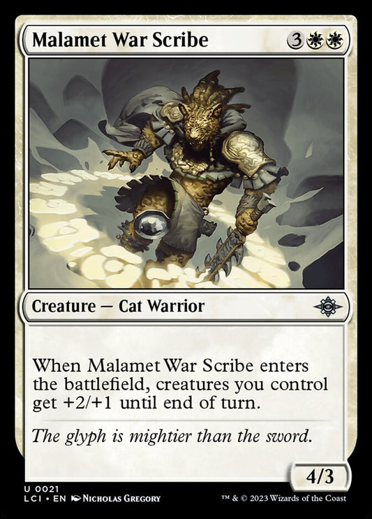 This Is An Image Of The Magic The Gathering Card Malamet War Scribe From The Set The Lost Caverns of Ixalan - Designed By Artist Nicholas Gregory