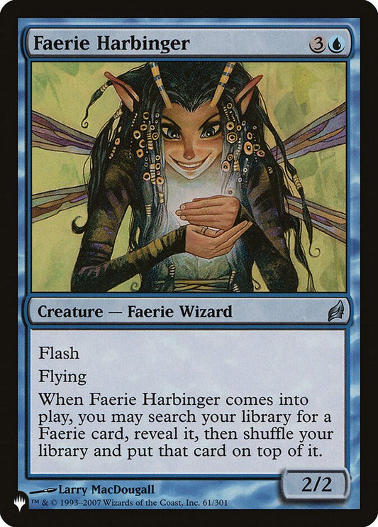 This Is An Image Of The Magic The Gathering Card Faerie Harbinger From The Set Lorwyn - Designed By Artist Larry MacDougall