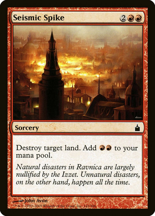 This Is An Image Of The Magic The Gathering Card Seismic Spike From The Set Ravnica: City of Guilds - Designed By Artist John Avon