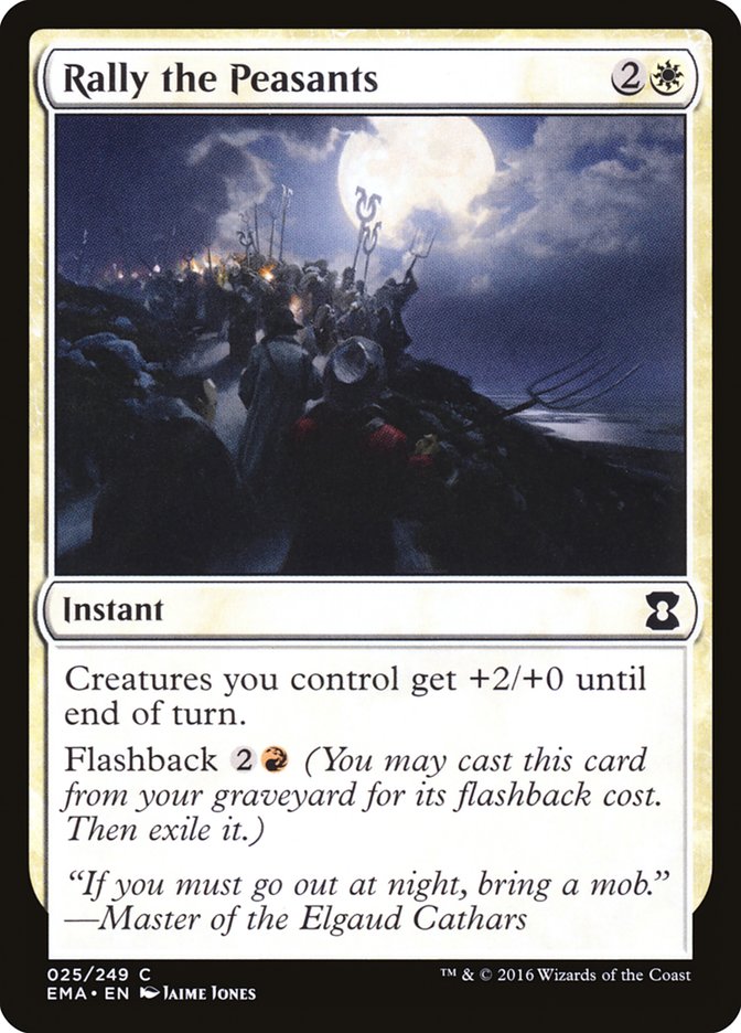 This Is An Image Of The Magic The Gathering Card Rally the Peasants From The Set Innistrad Remastered - Designed By Artist Jaime Jones