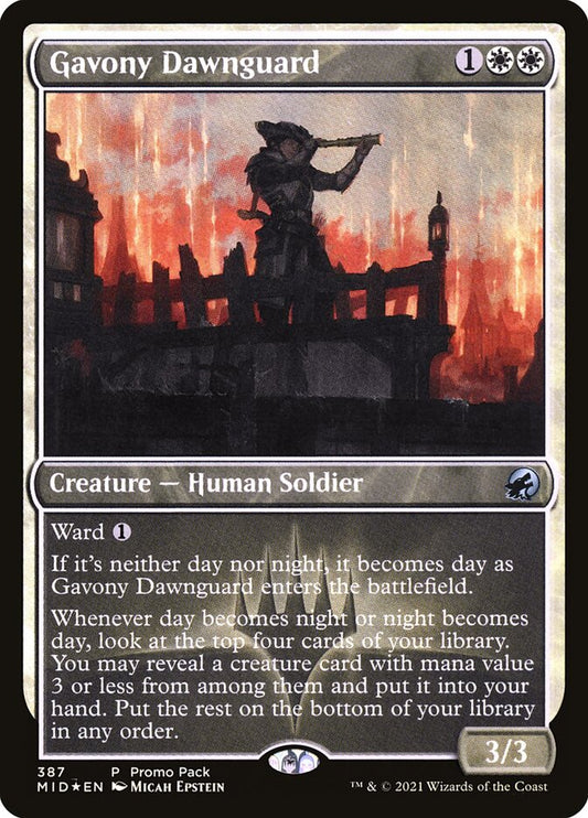 This Is An Image Of The Magic The Gathering Card Gavony Dawnguard From The Set Innistrad: Midnight Hunt - Designed By Artist Micah Epstein