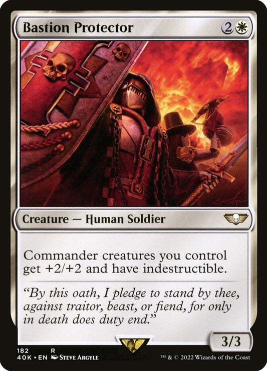 This Is An Image Of The Magic The Gathering Card Bastion Protector From The Set Midnight Hunt Commander - Designed By Artist Victor Adame Minguez