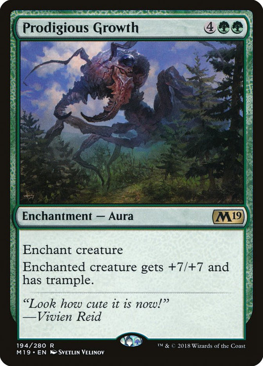 This Is An Image Of The Magic The Gathering Card Prodigious Growth From The Set Core Set 2019 - Designed By Artist Svetlin Velinov
