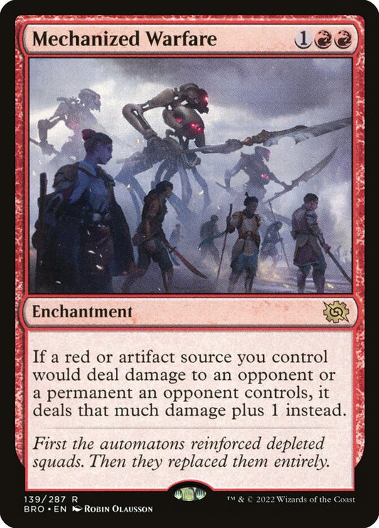 This Is An Image Of The Magic The Gathering Card Mechanized Warfare From The Set The Brothers' War - Designed By Artist Robin Olausson