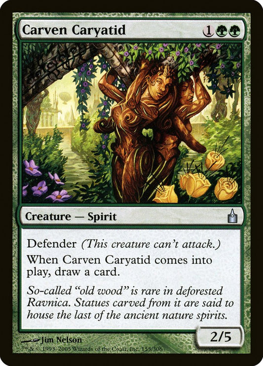 This Is An Image Of The Magic The Gathering Card Carven Caryatid From The Set Tarkir: Dragonstorm Commander - Designed By Artist Jim Nelson