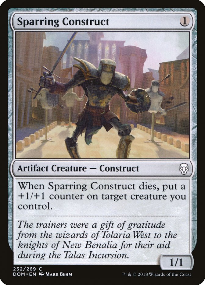 This Is An Image Of The Magic The Gathering Card Sparring Construct From The Set Dominaria - Designed By Artist Mark Behm