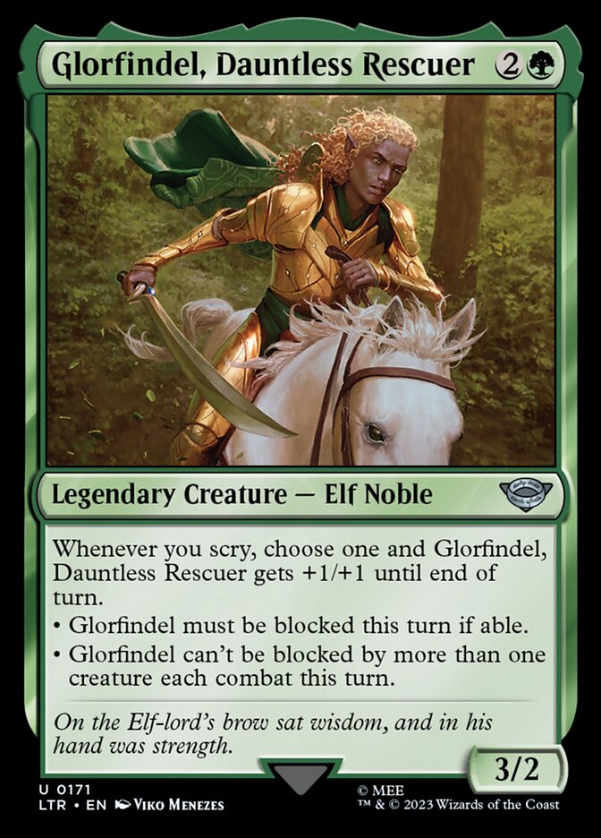 This Is An Image Of The Magic The Gathering Card Glorfindel, Dauntless Rescuer From The Set The Lord of the Rings: Tales of Middle-earth - Designed By Artist Viko Menezes