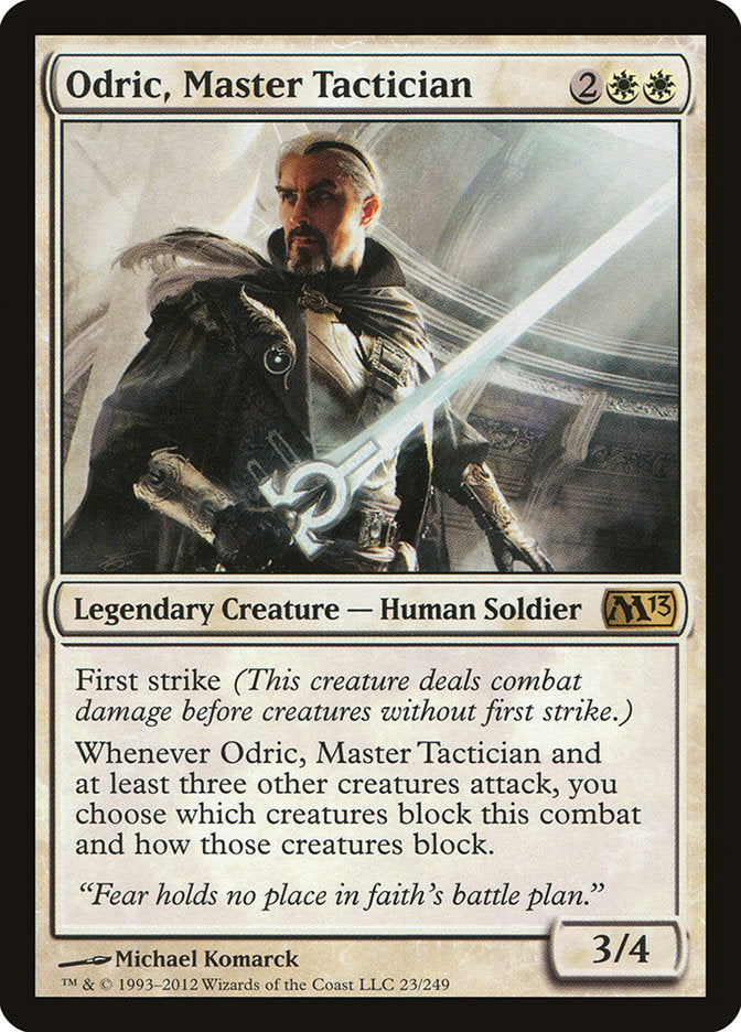 This Is An Image Of The Magic The Gathering Card Odric, Master Tactician From The Set Commander Masters - Designed By Artist Michael Komarck