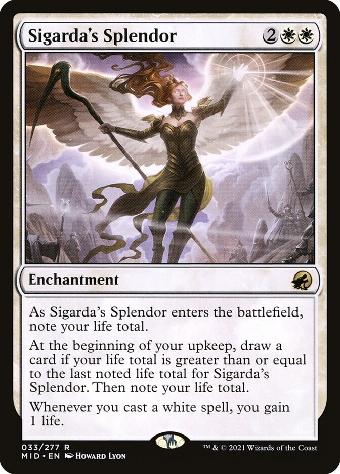This Is An Image Of The Magic The Gathering Card Sigarda's Splendor From The Set Innistrad: Midnight Hunt - Designed By Artist Howard Lyon