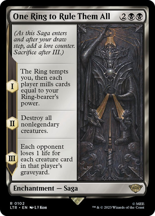 This Is An Image Of The Magic The Gathering Card One Ring to Rule Them All From The Set The Lord of the Rings: Tales of Middle-earth - Designed By Artist L J Koh