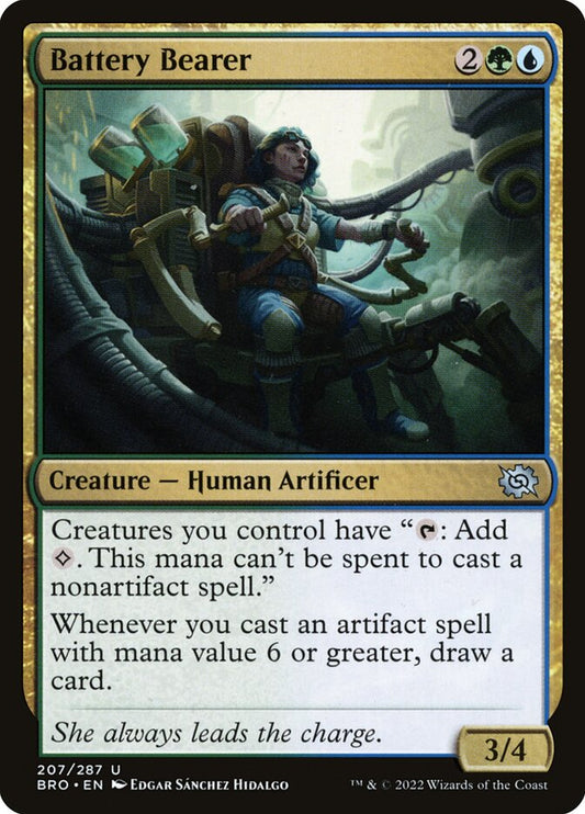 This Is An Image Of The Magic The Gathering Card Battery Bearer From The Set The Brothers' War - Designed By Artist Edgar Sánchez Hidalgo