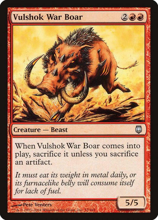 This Is An Image Of The Magic The Gathering Card Vulshok War Boar From The Set Darksteel - Designed By Artist Pete Venters