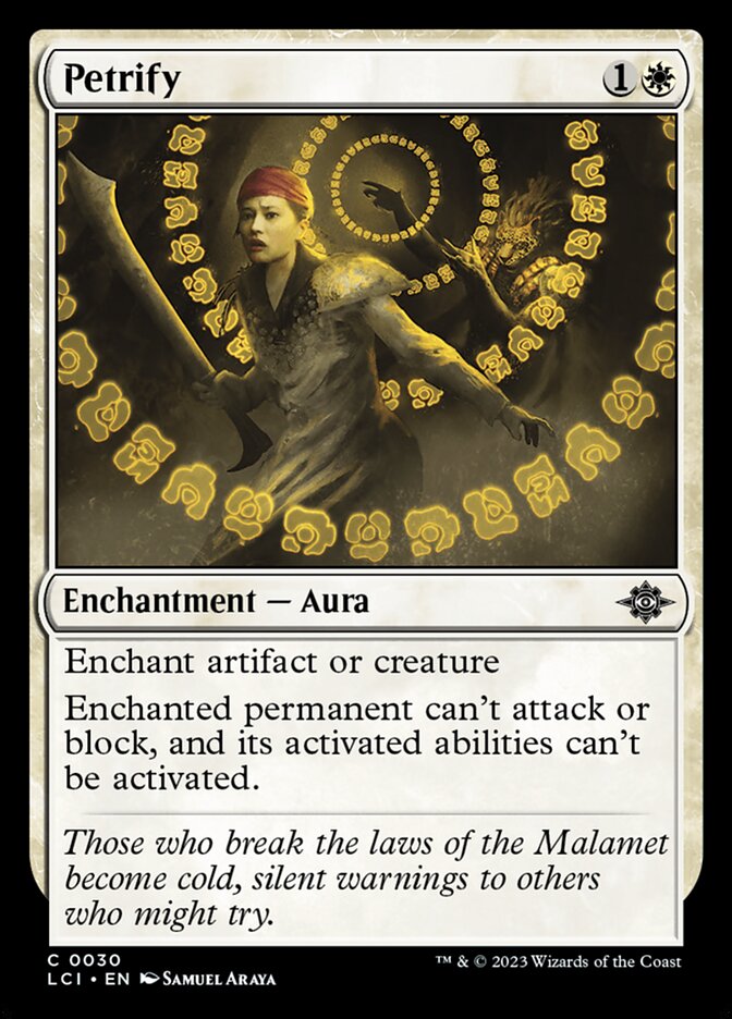 This Is An Image Of The Magic The Gathering Card Petrify From The Set The Lost Caverns of Ixalan - Designed By Artist Samuel Araya