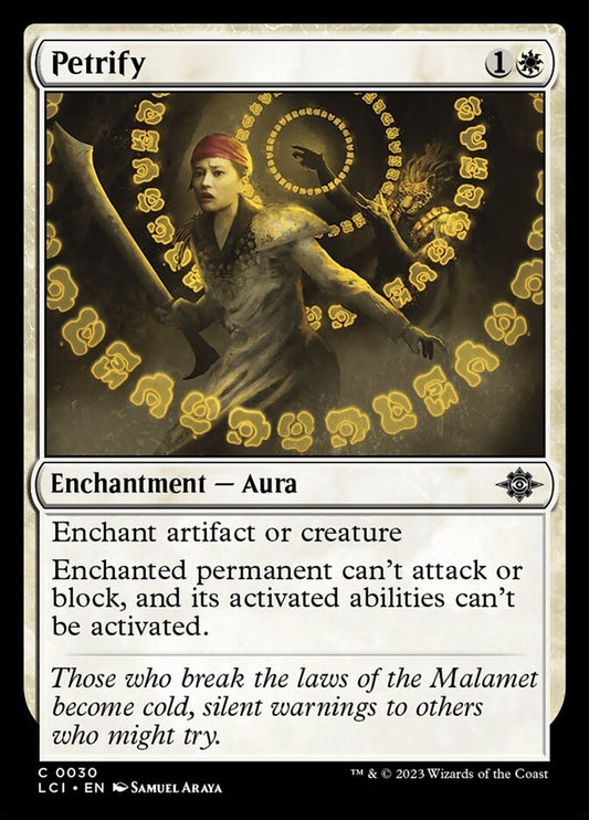 This Is An Image Of The Magic The Gathering Card Petrify From The Set The Lost Caverns of Ixalan - Designed By Artist Samuel Araya