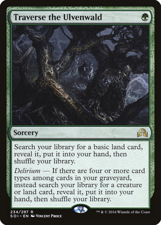 This Is An Image Of The Magic The Gathering Card Traverse the Ulvenwald From The Set Innistrad Remastered - Designed By Artist Vincent Proce