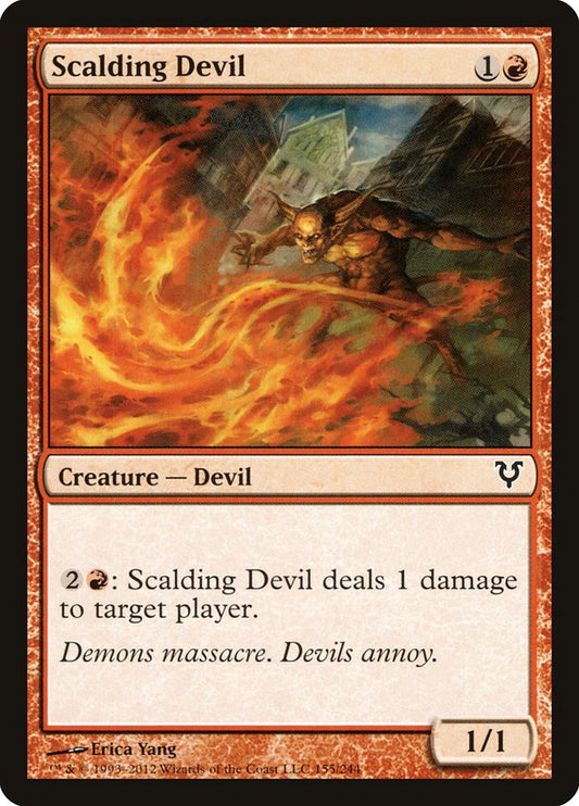 This Is An Image Of The Magic The Gathering Card Scalding Devil From The Set Avacyn Restored - Designed By Artist Erica Yang