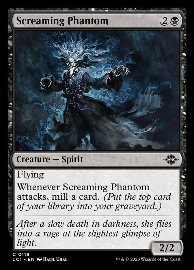 This Is An Image Of The Magic The Gathering Card Screaming Phantom From The Set The Lost Caverns of Ixalan - Designed By Artist Halil Ural